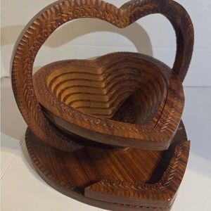 Collapsible Wooden Heart Basket Decor Spring